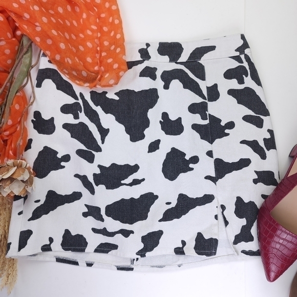 Tribe White Black Animal Print Denim Skirt Sz L - Picture 8 of 8